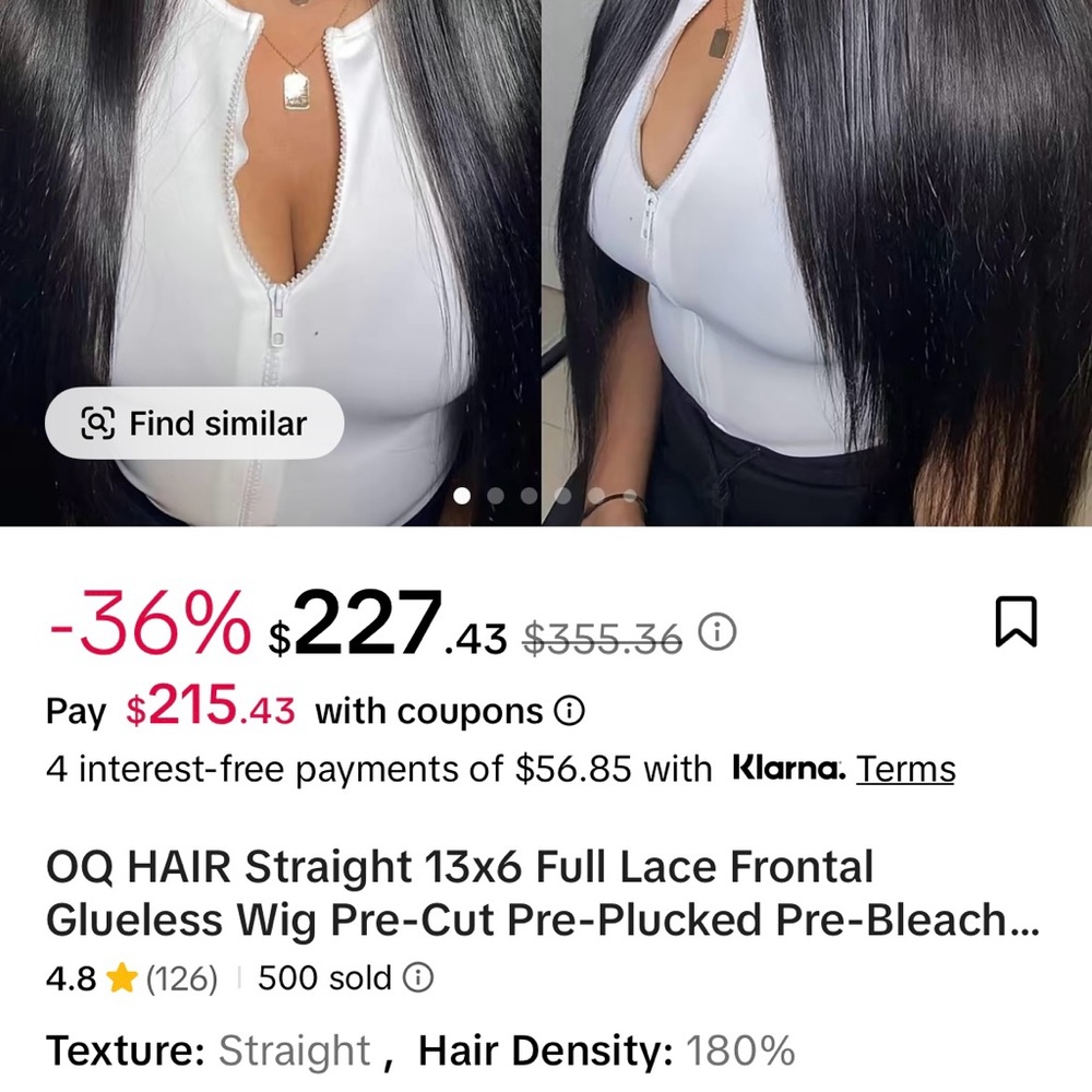 Bone straight 28 inch black wig - Picture 2 of 8